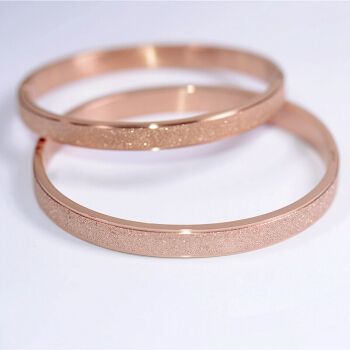 览日鸟韩国玫瑰金手镯彩金磨砂情侣手镯钛钢简约时尚手环女男饰品网红
