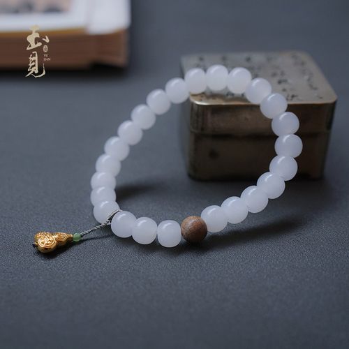 玉见和田玉白玉手串老型珠清心珠