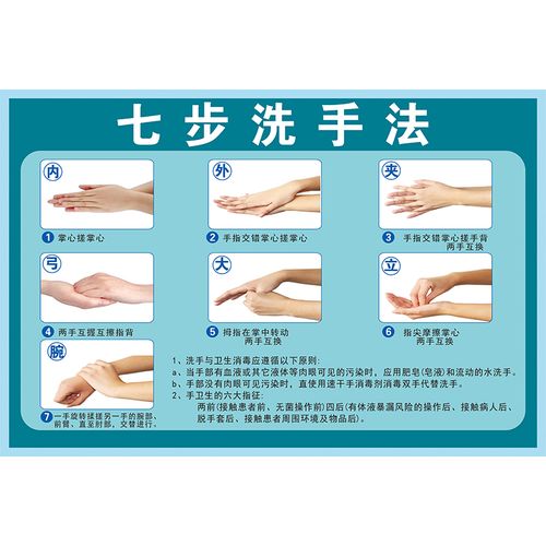 七步洗手法墙贴幼儿园示意图医院标准七步洗手法6步7步洗手法防水