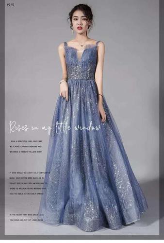 上海出租新款高端大气晚礼服 主持礼服烫金长款修身在逃公主裙