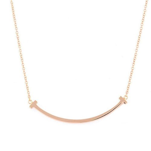 蒂芙尼 tiffany & co t系列 mini时尚笑脸玫瑰金色项链 35189432