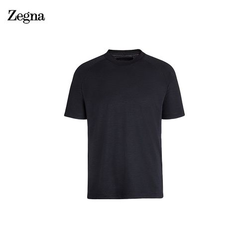 杰尼亚(zegna) 21秋冬 男士深蓝色羊毛短袖t恤 uy328
