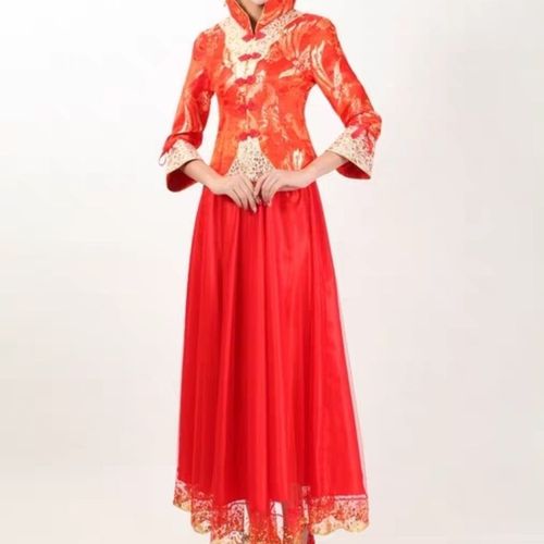 2020新款小凤仙敬酒服结婚礼服红色新娘装套裙回门服纱裙