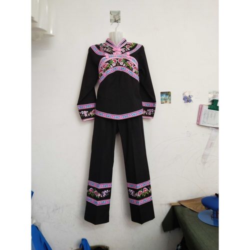 贵州册亨贞丰紫云惠水罗甸望谟布依族服装女套装设计刺绣套装 黑色 s