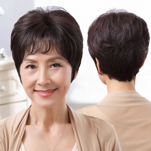 50-70岁真发假发女短发中老年妈妈真人发丝全头套老人光头全真发