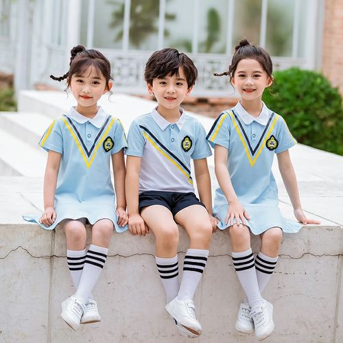 小学生校服夏季女生连衣裙蓝色男生运动服英伦风贵族风一年级班服