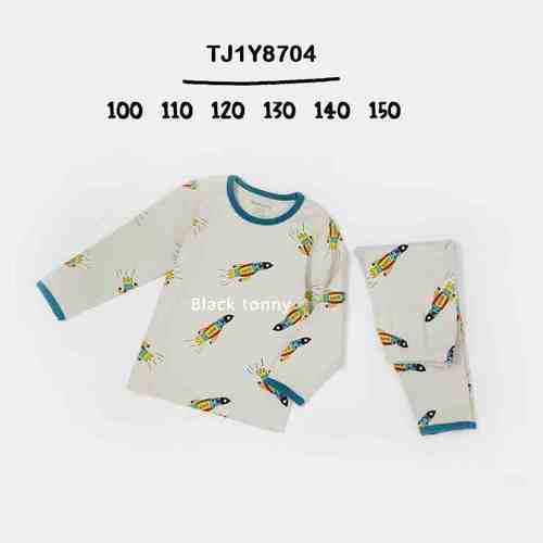 高档小黑托尼儿童内衣套装男童秋冬舒绒家居服加厚秋衣裤小黑托昵