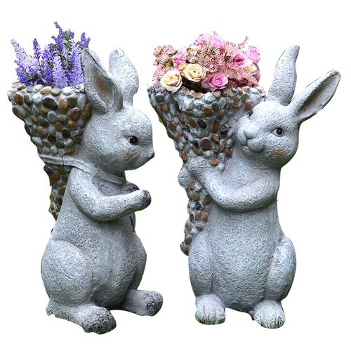 户外别墅花园兔子雕塑p动物花盆庭院布置阳台幼儿园草坪装饰摆件