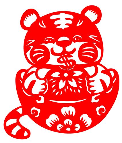 d813春节装饰新春窗花贴纸门贴过年2022虎年新年立体墙贴剪纸成品