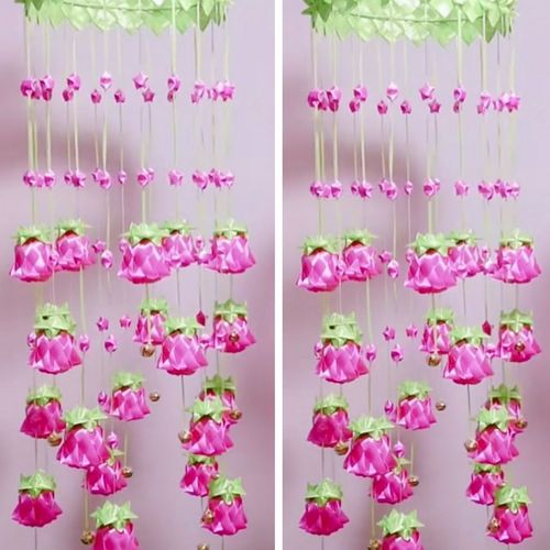 成品 手工彩带风铃 粉色牵牛花风铃 家居挂饰【下单3天内发完】【5月