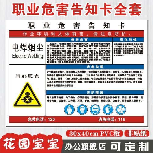 电焊烟尘职业病危害告知牌卡 当心弧光 注意防尘 粉尘警示标识牌