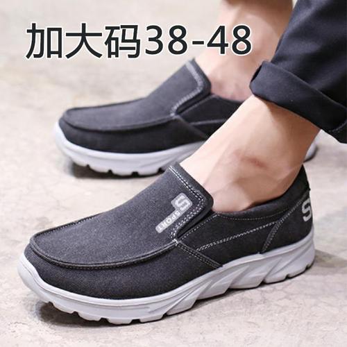 特大码48 4746老北京布鞋男 帆布鞋软底透气防臭懒人鞋加肥加大号