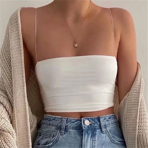 性感双层细皮筋背心女夏外穿暗黑风女装弹力一字肩吊带