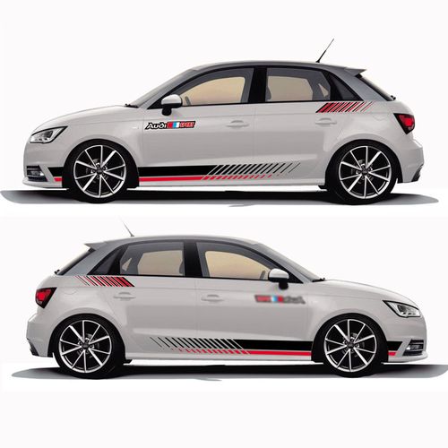 泰瑶 奥迪 改装 a1 个性运动 车贴纸 车门 拉花 划痕贴 白色车