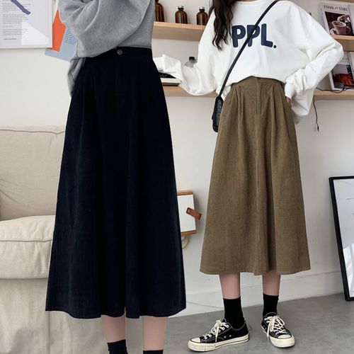 爱依服美迹灯芯绒半身裙女秋冬2021新款a字裙中长款