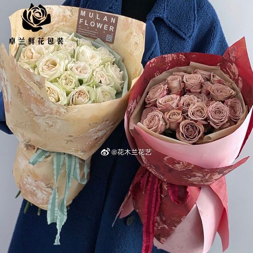 花衣裳新款梦境花园玫瑰鲜花包装纸俄罗斯圆形花束材料纸油画纸质