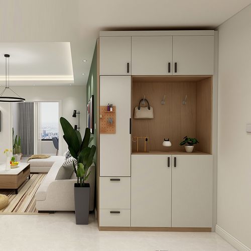 掌上明珠家居现代简约定制玄关柜入户鞋柜储物衣帽一体门厅柜定制