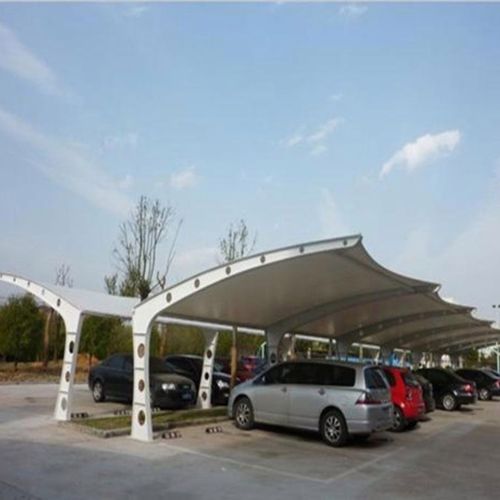 膜结构停车棚汽车棚双开拉杆遮阳蓬七字型家用雨蓬充电桩棚电车棚
