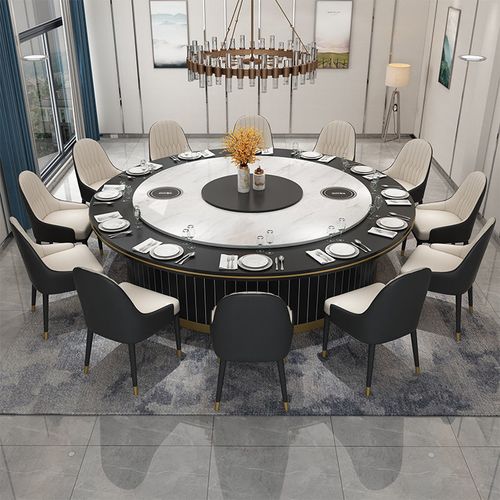 酒店电动大圆桌15人自动旋转饭店餐桌宴会餐桌20人火锅桌子