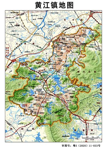 东莞市黄江镇地图交通河流水系卫星旅游地形政区高清电子版定制