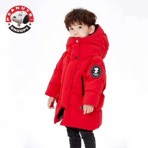 史努比snoopy童装羽绒服男童中长款加厚小中大童冬装白鸭绒外套潮