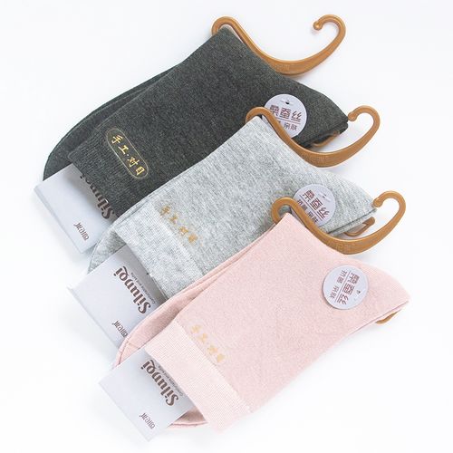 桑蚕丝袜子女秋冬厚款司纶祺中筒彩色保暖透气比纯棉袜柔软六双装