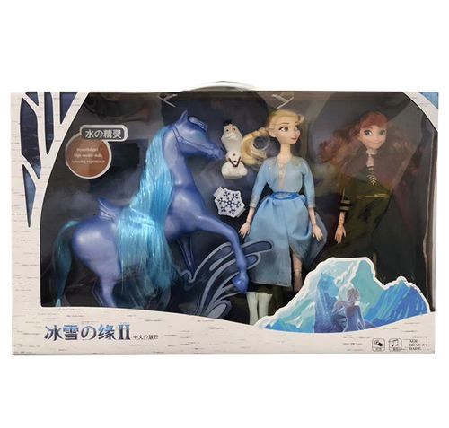 新冰雪奇缘2水马玩偶艾莎公主安娜雪宝公仔套装玩偶娃娃女孩玩具