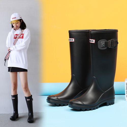 时尚雨鞋女成人雨靴防水高筒水靴防滑胶鞋女士水鞋轻量款长筒雨靴