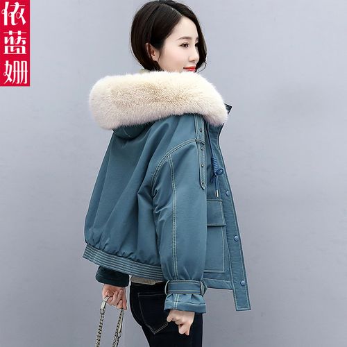 短款派克服棉衣女2021冬装新款宽松bf加绒工装休闲小个子棉服外套
