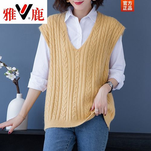 中年妈妈春秋冬手工毛线马甲背心外套女无袖针织毛衣外穿坎肩大牌特卖