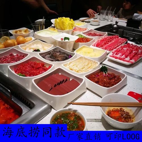 密胺海底捞餐具同款商用自助烤肉火锅店专用牛羊肉毛肚蔬菜拼盘子