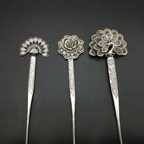 纯手工复古苗银孔雀发簪古代银簪子发簪古代头饰发饰精美发簪子