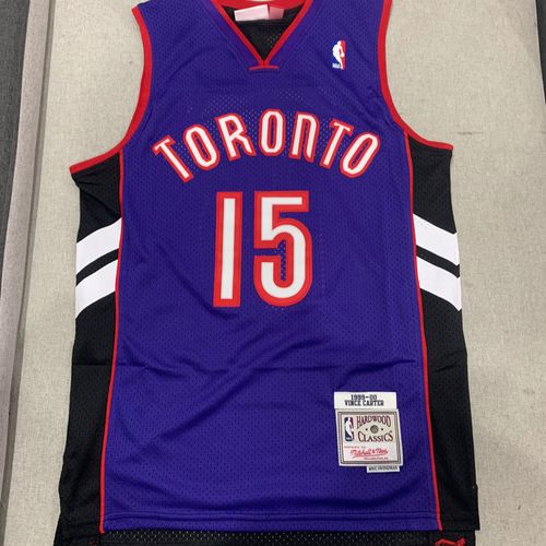 vc 猛龙15号卡特前紫后黑网眼刺绣球衣vince carter篮球服男实拍