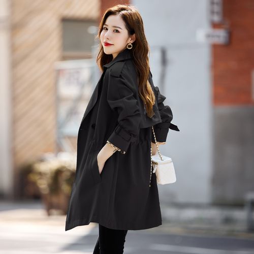 风衣女短款2021年秋装新款女装秋冬黑色外套英伦风小