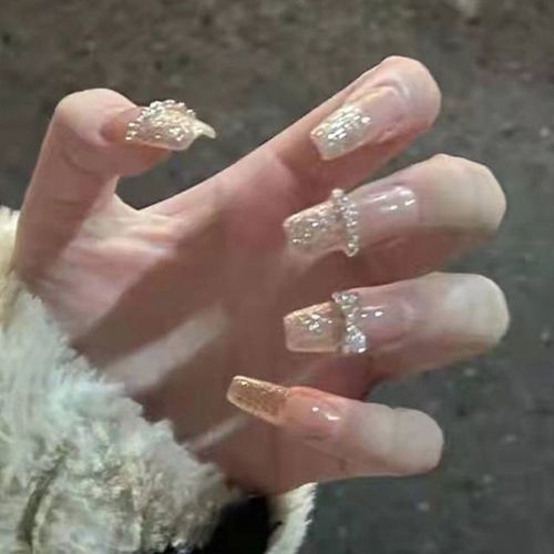 穿戴美甲手假指甲贴片网红ins爆款美甲贴片法式链条长款甲片成品