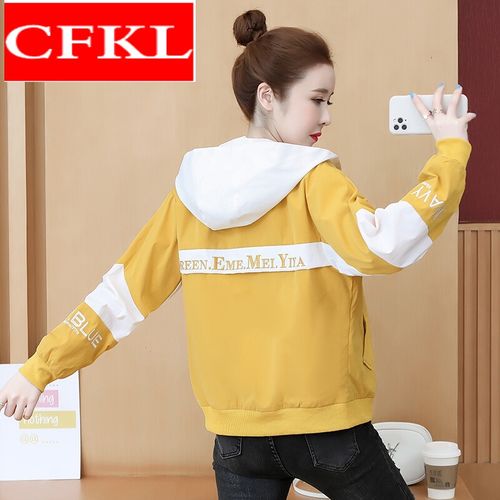 cfkl【捡漏特价】外套女秋季新款韩版宽松洋气百搭学生短款连帽外套潮