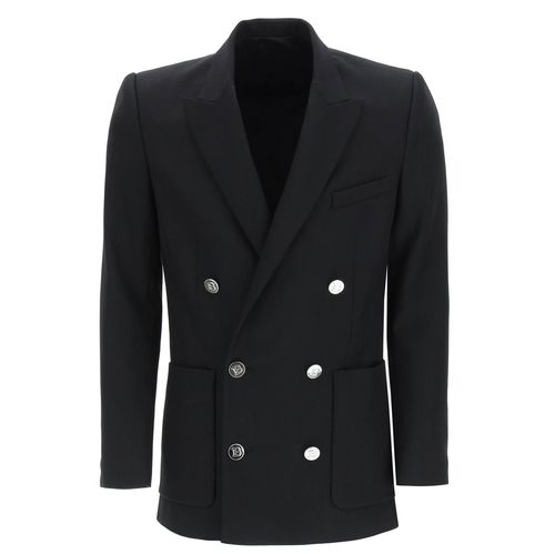 balmain巴尔曼 男士黑色羊毛双排扣西装外套 正品代购 xh0si000wb
