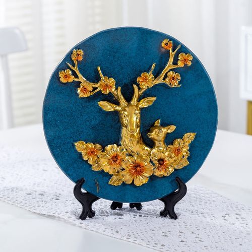 装饰盘美式家居创意装饰品立体简约家居树脂摆件工艺品新房茶室会所装