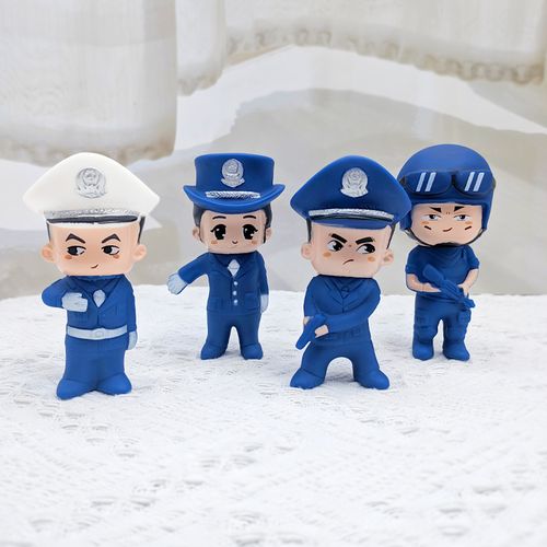 警察蛋糕装饰摆件儿童生日派对装扮烘焙配件卡通可爱公仔玩偶模型