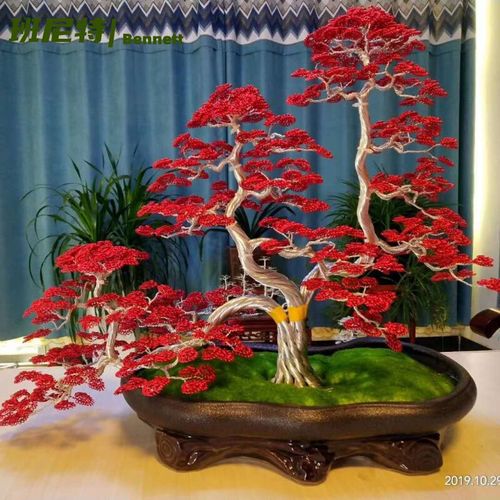 琉滋 铜丝工艺品仿真文客松手工铁丝编制树摇钱树摆件铜丝树礼品盆景