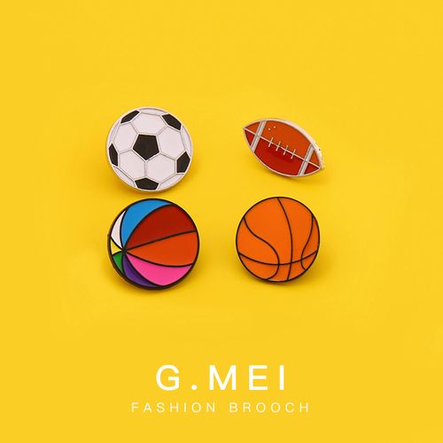 篮球足球橄榄球排球胸针运动风系列体育学生男金属徽章情侣配饰品