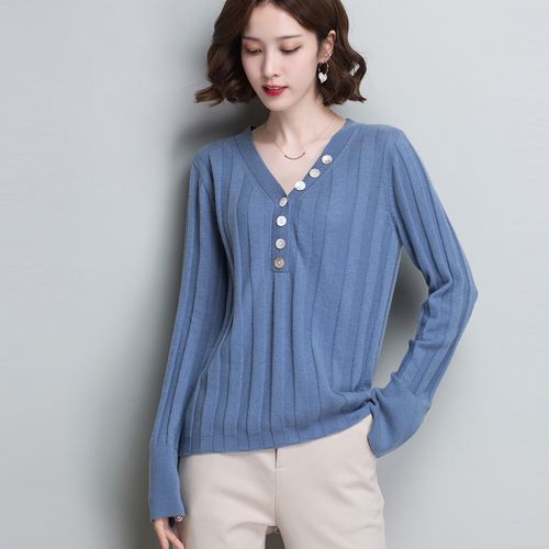 薄款羊毛衫女款针织衫内搭细羊毛打底衫女长袖鸡心领毛衣女秋冬季