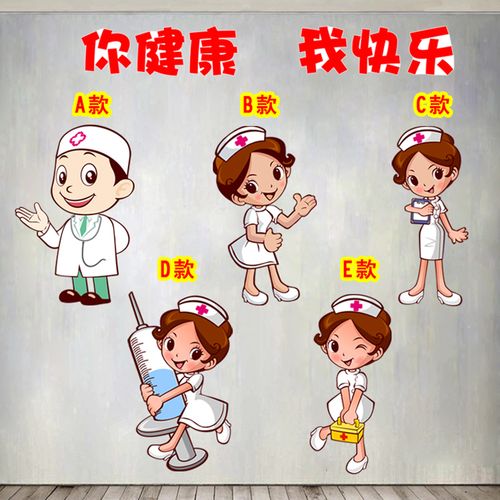 医院门诊室输液室卫生院护士站墙贴卡通小护士形象男医生贴纸贴画
