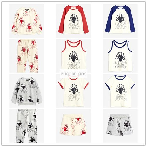 瑞典mini20ss儿童春夏纯棉章鱼卫衣裤子男女宝宝背心短袖长袖t恤