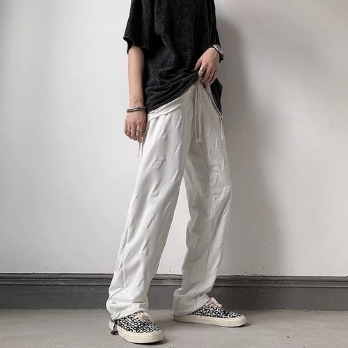 白色裤子男夏季薄款冷淡风高级感vibe国潮高街裤子宽松阔腿拖地裤
