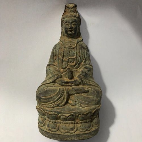 古玩铜器收藏 清乾隆年制南海观音菩萨铜佛像 家居