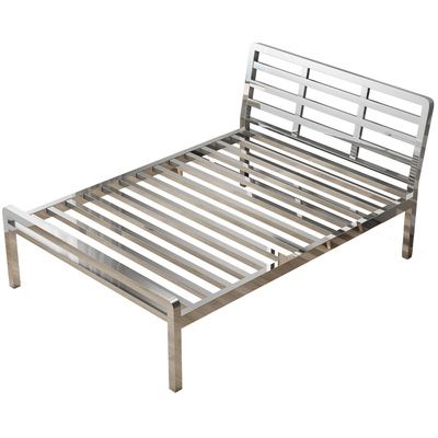 加厚304不锈钢s床头靠背1.5米1.8米加粗环保现代简约铁艺双人床架