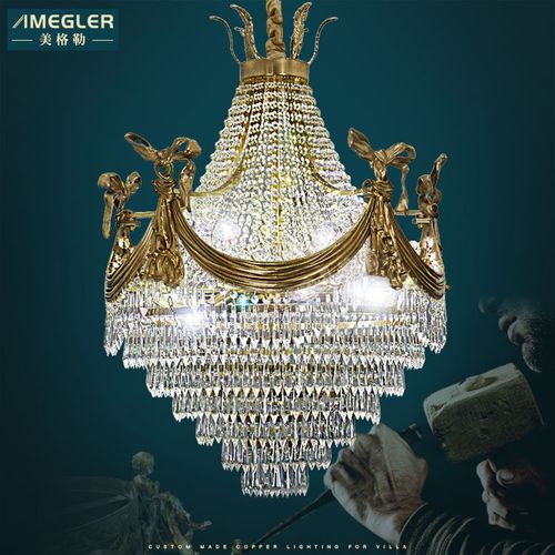 法式全铜奢华大厅吊灯欧式别墅客厅大灯复式楼层水晶灯卧室餐厅灯