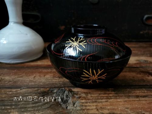 日本回流漆器天然大漆本金莳绘盖碗描金手绘祥云雪花大茶碗泡茶碗