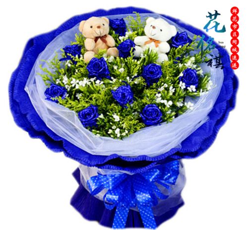 邳州鲜花店新沂同城送花11朵蓝色妖姬蓝玫瑰生日同城鲜花速递